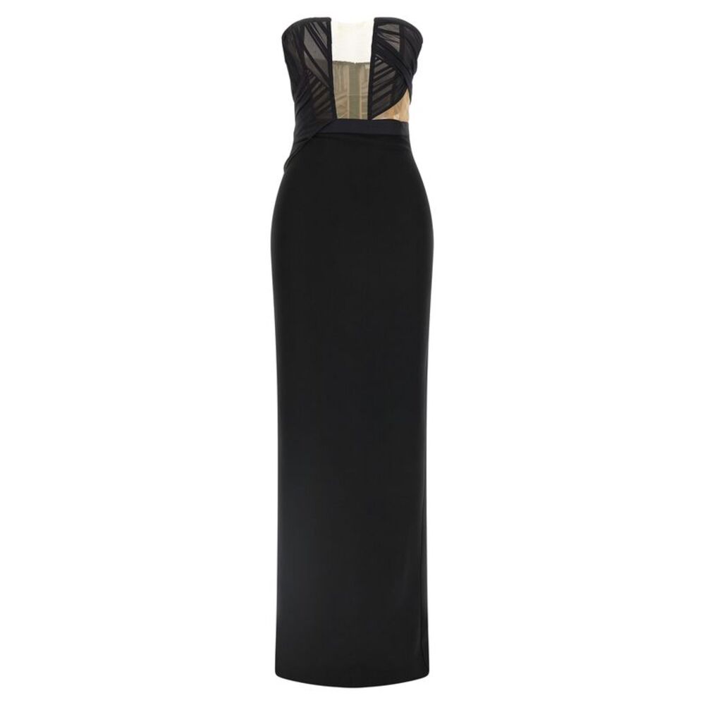 Nensi Dojaka Black Viscose Long Women's Dress